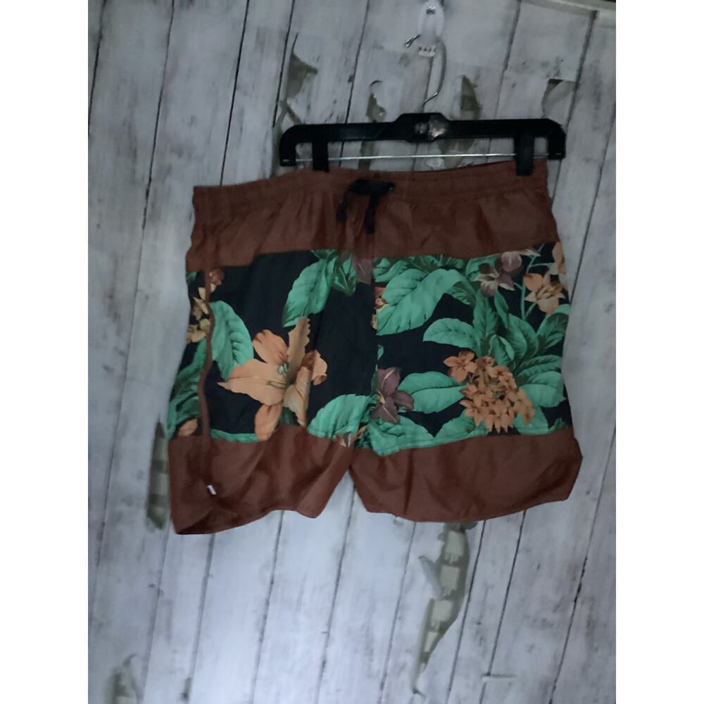 Without Walls Floral Blocked Print Lined Elastic Swim Shorts/Trunks SIZE XL